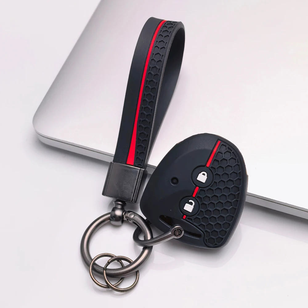 Key Cover for Toyota Hilux Vigo Yaris Corolla Rav4 Vitz Echo Old Generation 2 with Keychain Anti-Scratch Shockproof Soft Grip