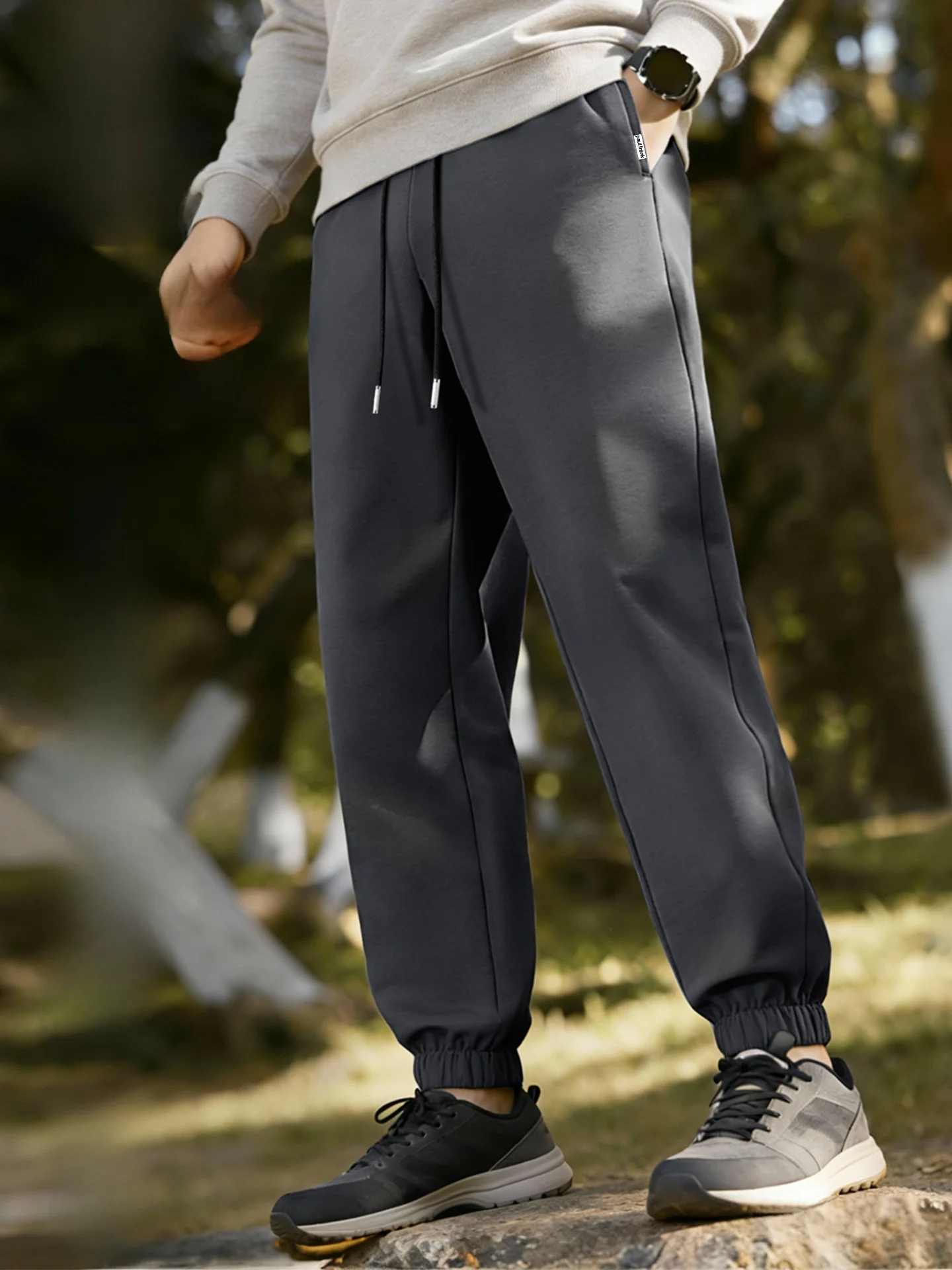 

Men's Lamb Velvet Sports Casual Outdoor Winter Trousers Loose Fit mid Waist Elastic Micro Stretch Warmth