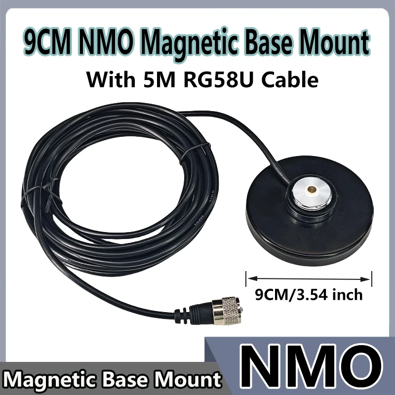 NMO Mount Magnetic Base 9CM/3.54inch 5M PL259 Connector For Yaesu Kenwood Vertex Icom TYT BaoJie BJ-218 BJ-318 Car Mobile Radio