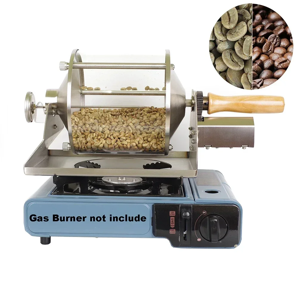 AC 100-240V househol Fuel ga Coffee Beans Baking Machine Direct Fire Roaster Capacity 400G Glass Transparent Visualization