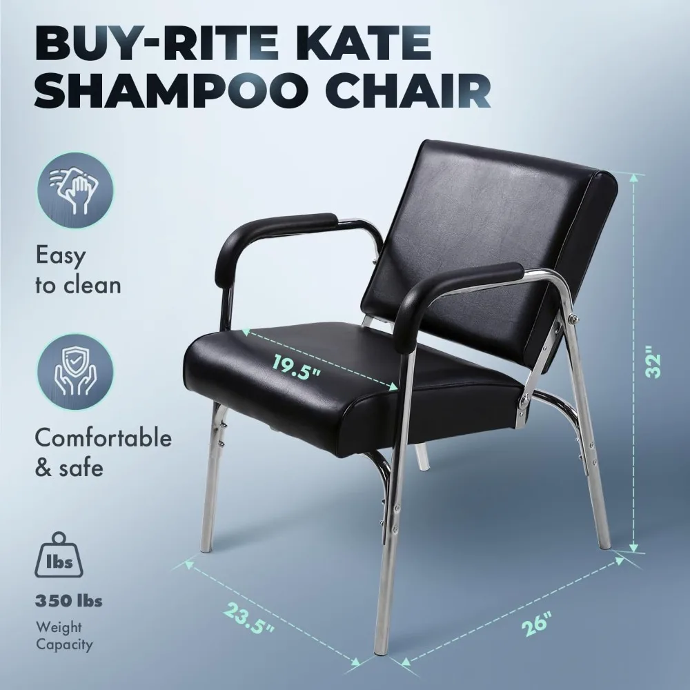 Auto Reclining Shampoo Chair, Portable Salon Chair with Auto-Recline Seat Back, Heavy Duty Chrome Arms and Extra Thick Seat