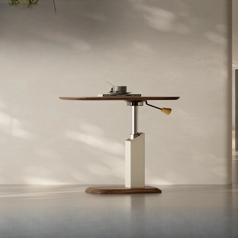 

Italian liftable saddle leather edge table living room home minimalist mini table small coffee table