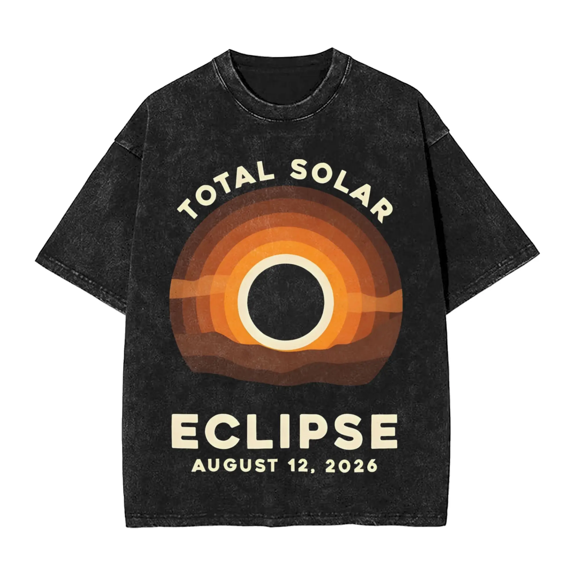 Men Women T Shirt Iceland Total Solar Eclipse August 2026 Washed T Shirts Hipster Summer Tees Y2K Classic Simple Casual Clothing