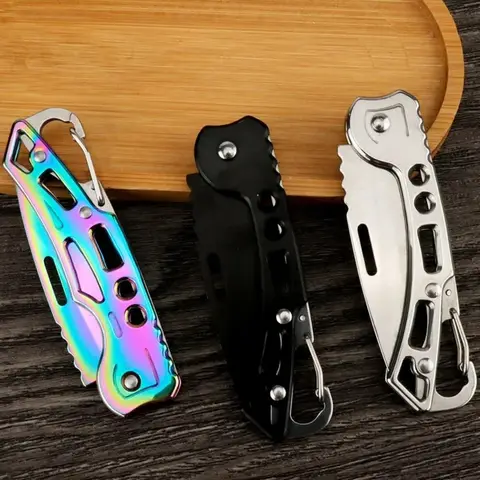 Folding Pocket Knife Colorful Stainless Steel Pocket Knife With Non-slip Handle Portable Outdoor Survival Supplies Hand Tools