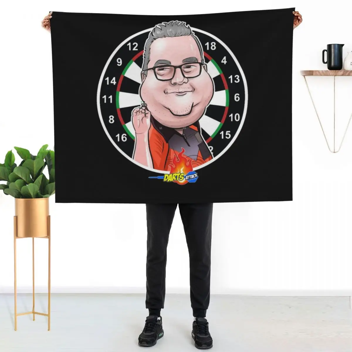 Caricatura Stephen Bunting by Darts Attack Throw Blanket Decorative Sofa Bed Fashionable Bed covers Decorative Sofas Blankets