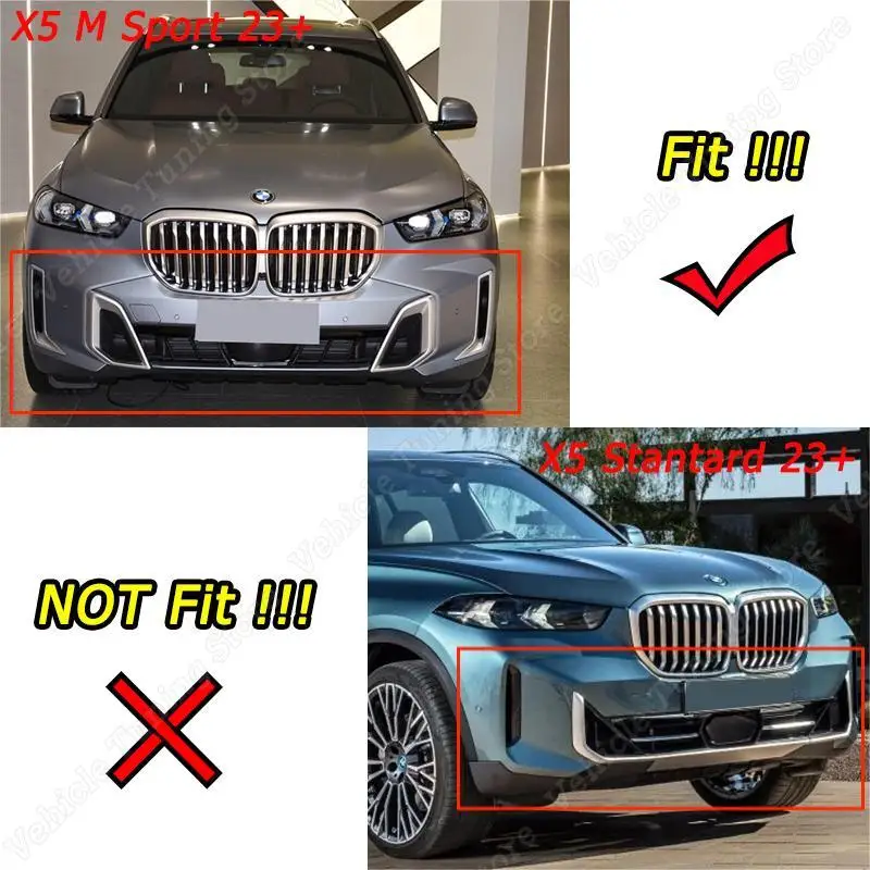 For BMW X5 G05 30d 40i 40d M60i M Sport 2023-2024+ Front Bumper Lip Guard Diffuser Cover Deflector Body Kit Tuning Gloss Black