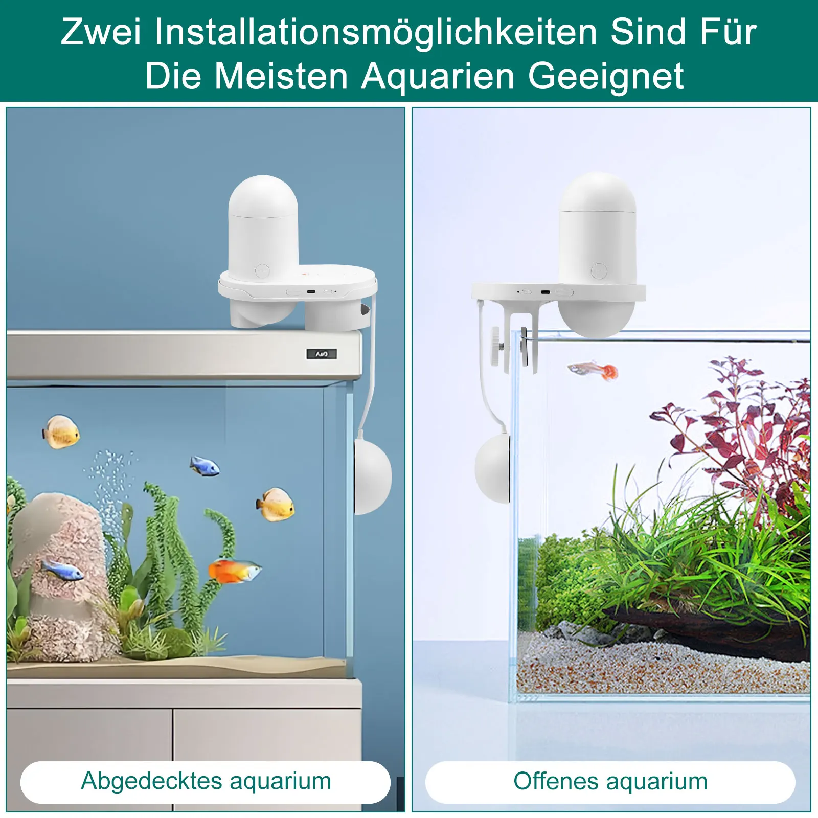 وحدة تغذية الأسماك الأوتوماتيكية الذكية مع كاميرا 2.5K، والتحكم في التطبيقات، وحدة تغذية العطلات، ونظام تغذية دقيق، وشاشة مرئية لحوض السمك