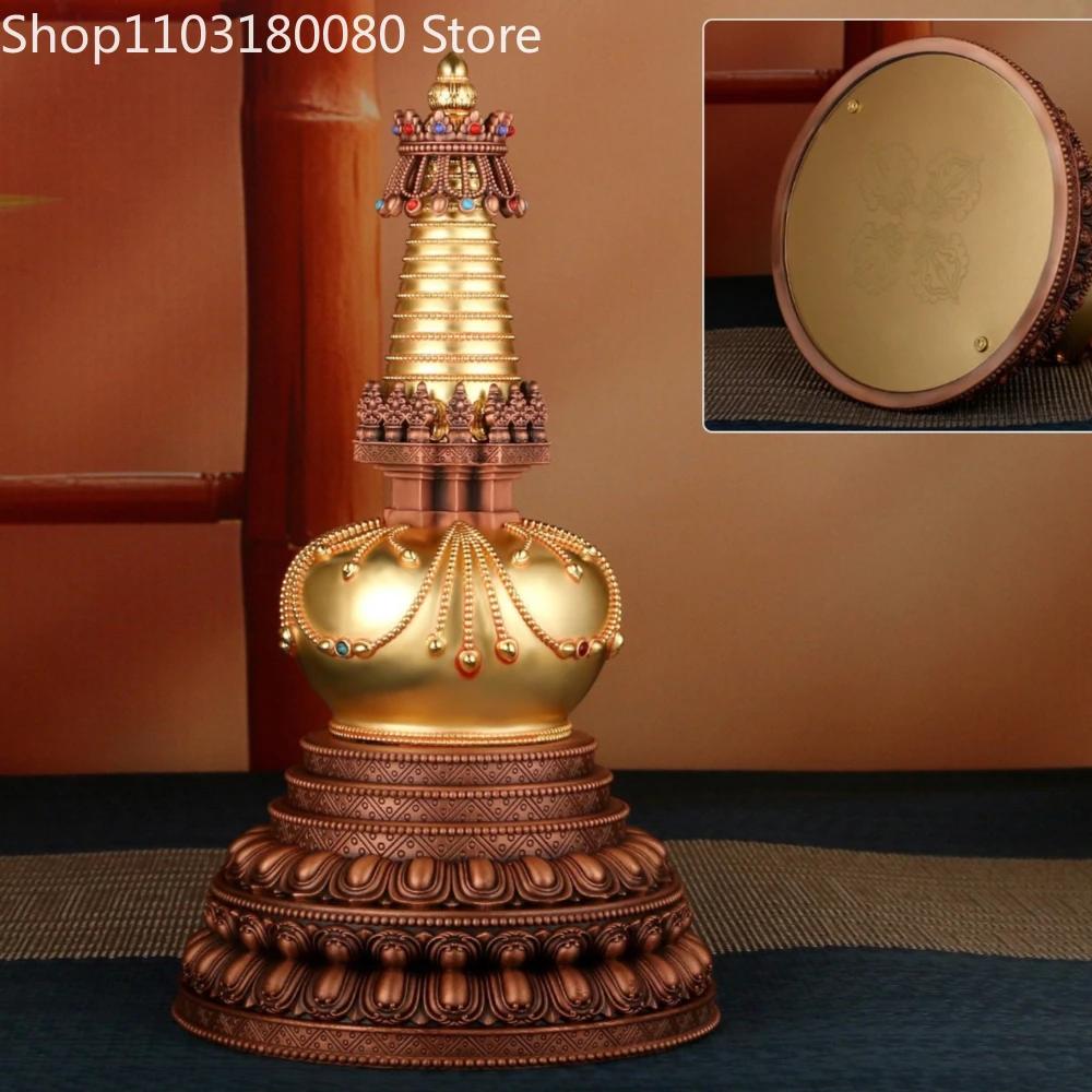 21cm Red copper gilding Kadampa statue stupa Brass Gadangta sculpture