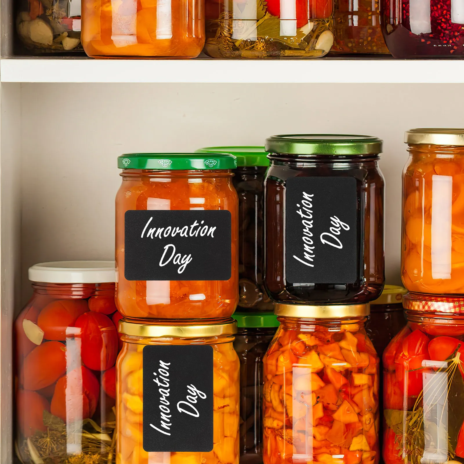 Food Storage Jar Labels - 1Sheet Rectangle Blackboard Sticker Adhesive Reusable