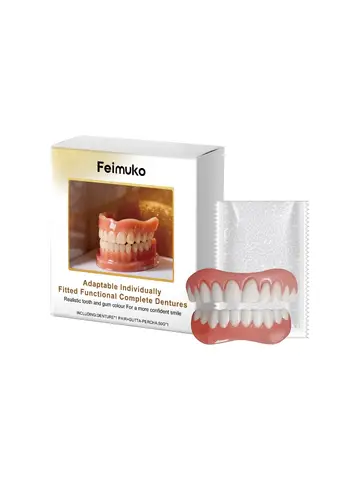 New Denture Silicone Kit - Soft Kit Teeth Upper And Lower Set - Silicone Liners Soft Denture Kit - Easy Use