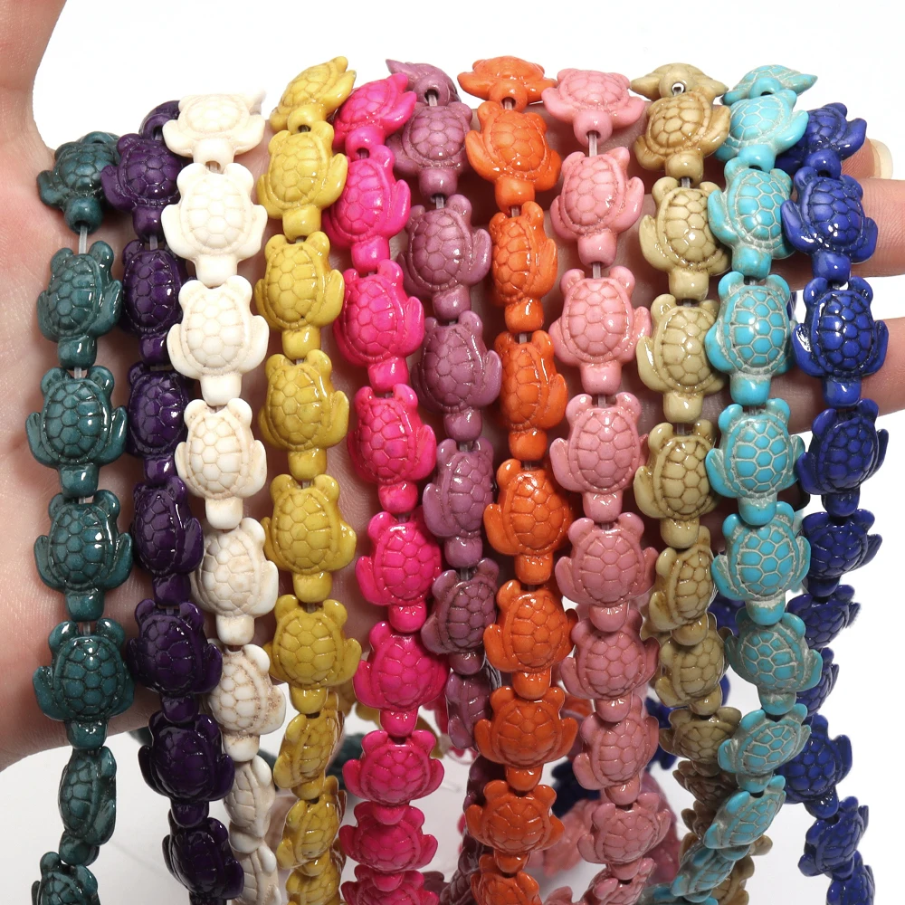 Natürliche Türkis Perlen 14x18mm Bunte Schildkröte Form Lose Stein Perlen Für Schmuck Machen DIY Halskette Armbänder zubehör