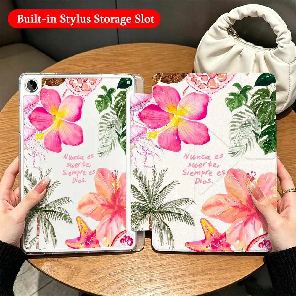 Cartoon Turtle Ocean For Samsung Galaxy Tab A9 A8 A11 S6 S7 S8 S9 S10 FE Plus Lite Transparent Y-Shaped Folding Tablet Case