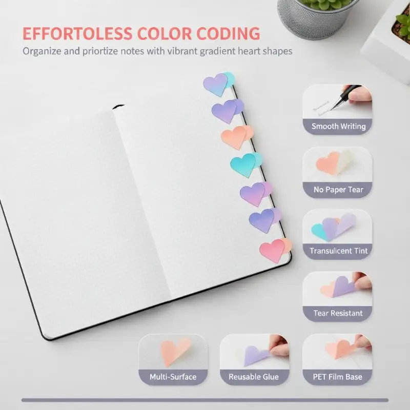 Smudge Proof Planner Bookmark Stickers 90 Sheets Self Adhesive Marker Tabs Practical Stationery for College Lecture Note Taking