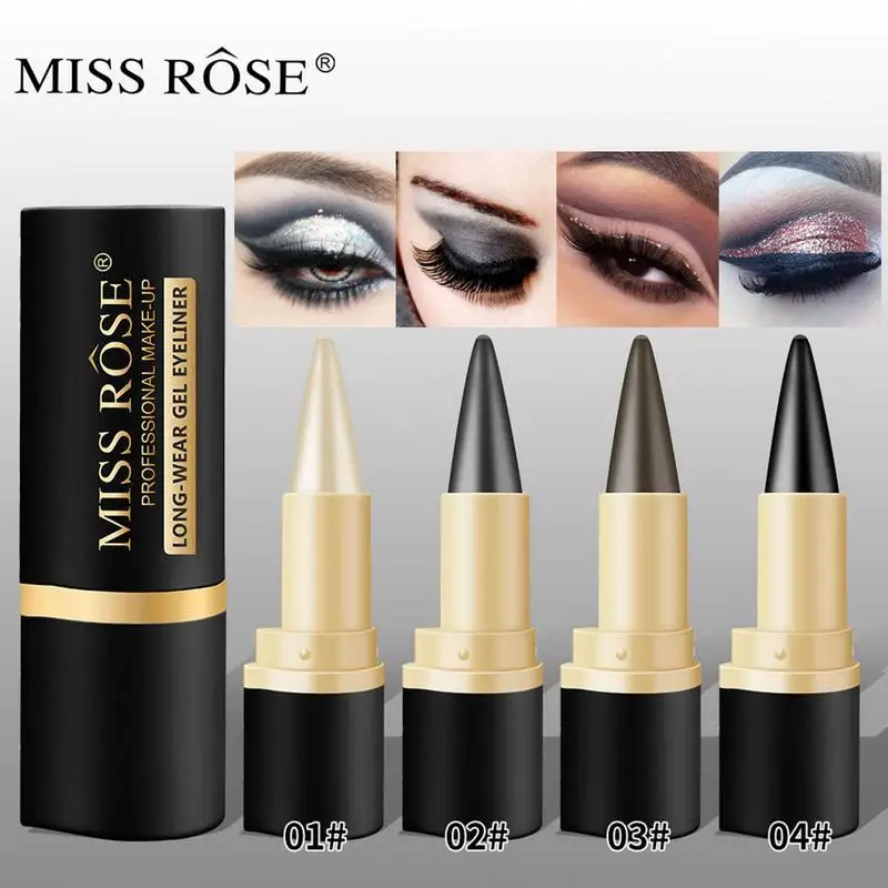 Rose Black Eyeliner Gel Stick Matte Waterproof Eyeliner Eyeliner Gel Stick Eye Makeup Tool Quick Dry Lasting Eye Liner Pen