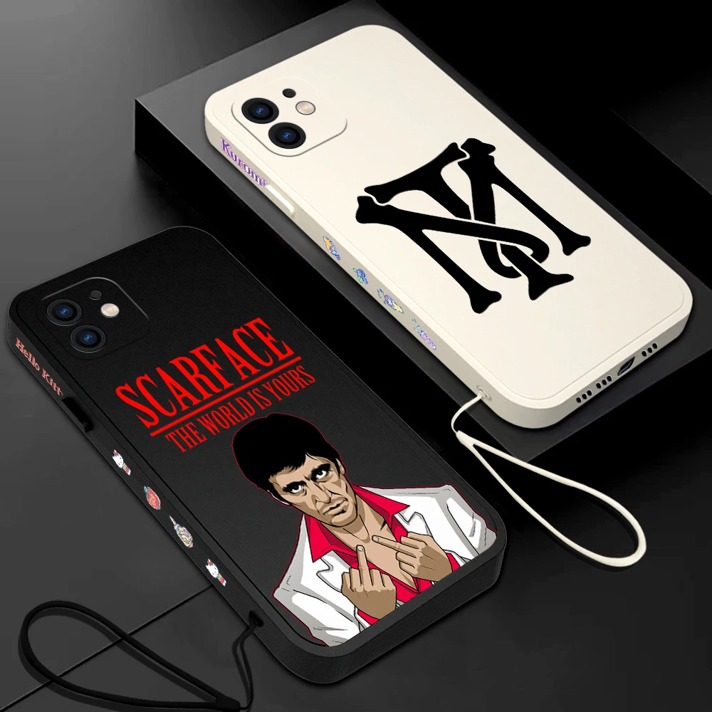 Scarface Film Al Pacino Movie Phone Case For iPhone 16 15 14 13 12 11 Pro Max Mini XSMAX Plus Soft Silicone With Hand Strap