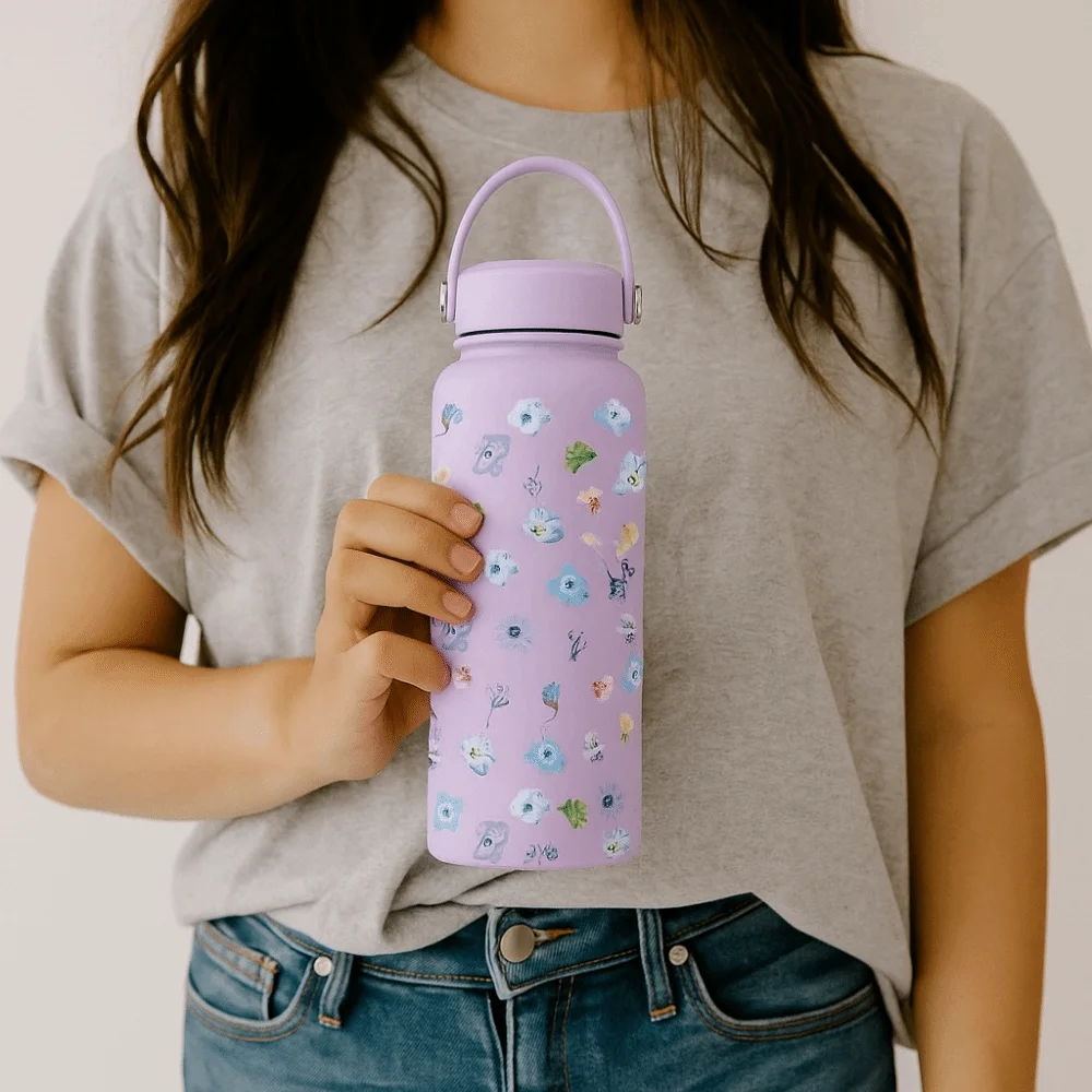 

Gift INS Insulated Water Bottle 1L Stainless Steel Thermal Water Bottle Leak-proof Thickened Outdoor Insulated Mug Office