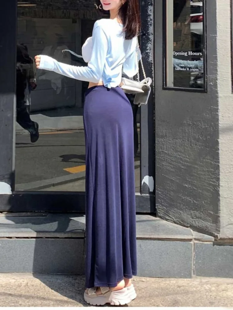 Korean Versatile High-Waisted Tie-Up Body-Shaping Sexy Hot Girl Pure Desire Style Bodycon Midi Skirt Long Skirt Fashion Sexy 96P