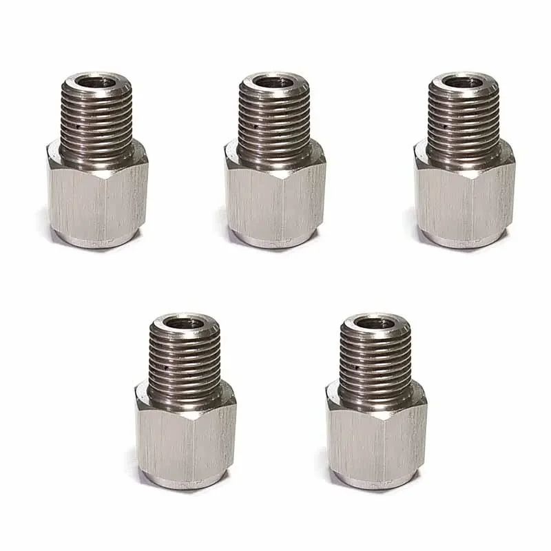 5PCS Stainless Steel Oil Pressure Instrument Adapter Adapter Adapter 1/8NPT To M10x1.0 Retrofitted Automotive Accessories