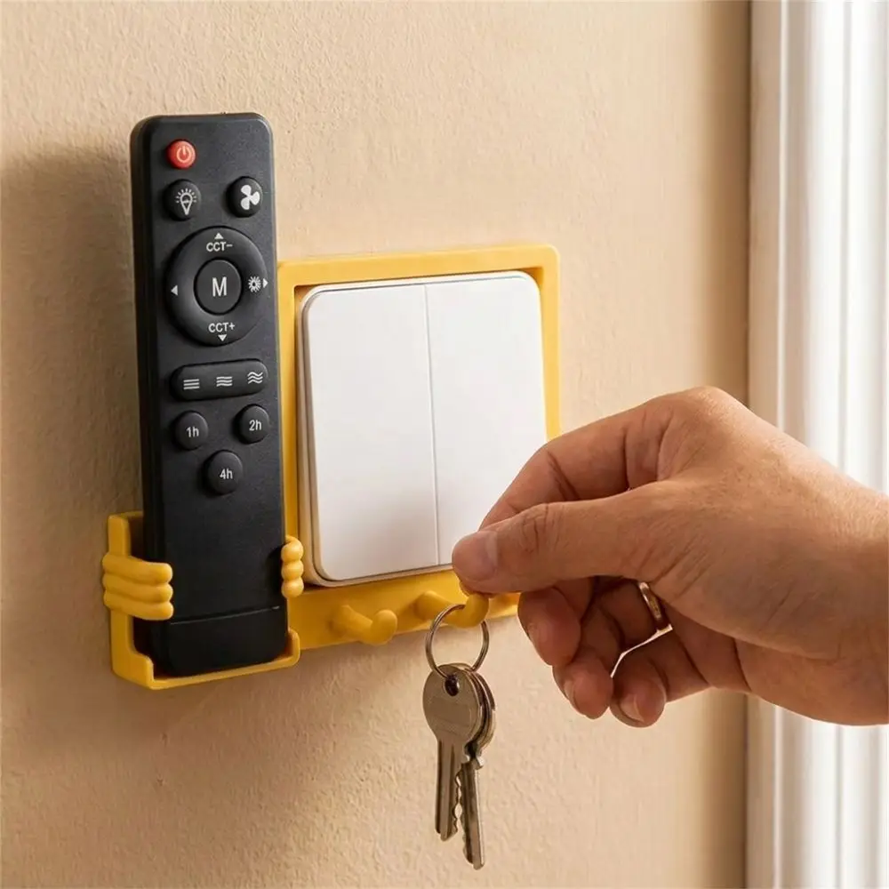 3D Printed Light Switch Panel Hook Holder Thickened Plastic Hand Shape Remote Control Holder No Drill Waterproof
