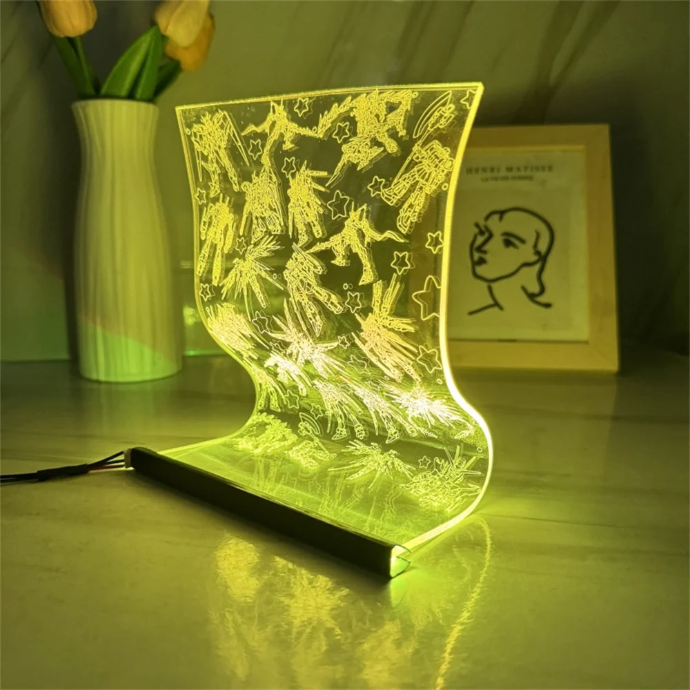 기계식 전사 LED 스크롤 램프, 3D 아크릴 야간 램프, 분위기 조명, 인기 만화 아트 장식 램프, 3/7 색상 원격 