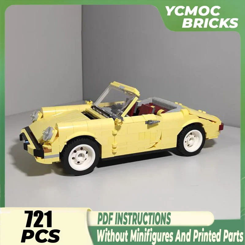 YcMoc Building Blocks Vintage Classic 911 Convertible Car Model Technical Bricks DIY Assembly Vehicle Toys For Kids Child