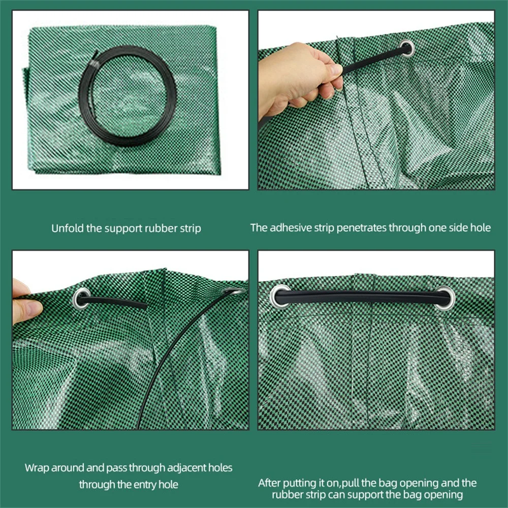 مجموعة أكياس نفايات الحديقة PP شديدة التحمل - أكياس حطام ساحة قابلة لإعادة الاستخدام مع قماش صناعي ومقابض للنباتات وجمع الأوراق