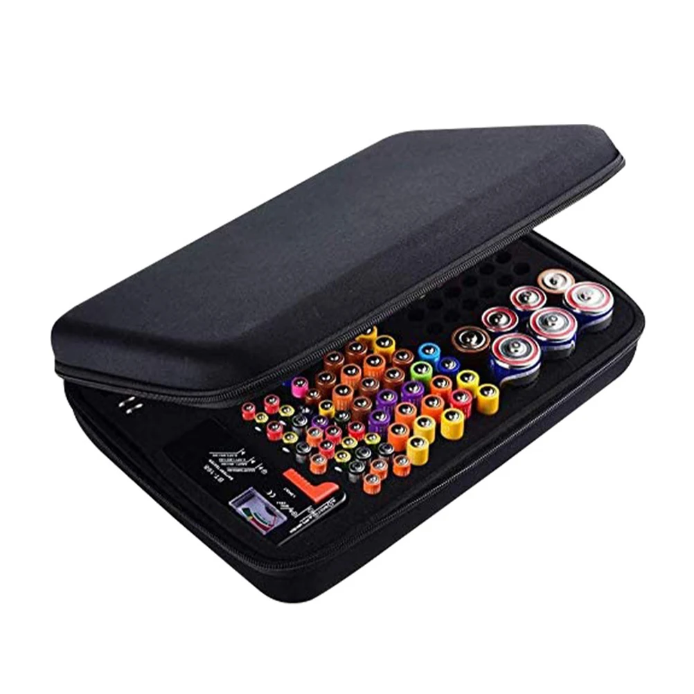 

Large Capacity Storage Box for Lithium Batteries EVA Shockproof Travel Lightweight Organizer Case Multi-Functional Black