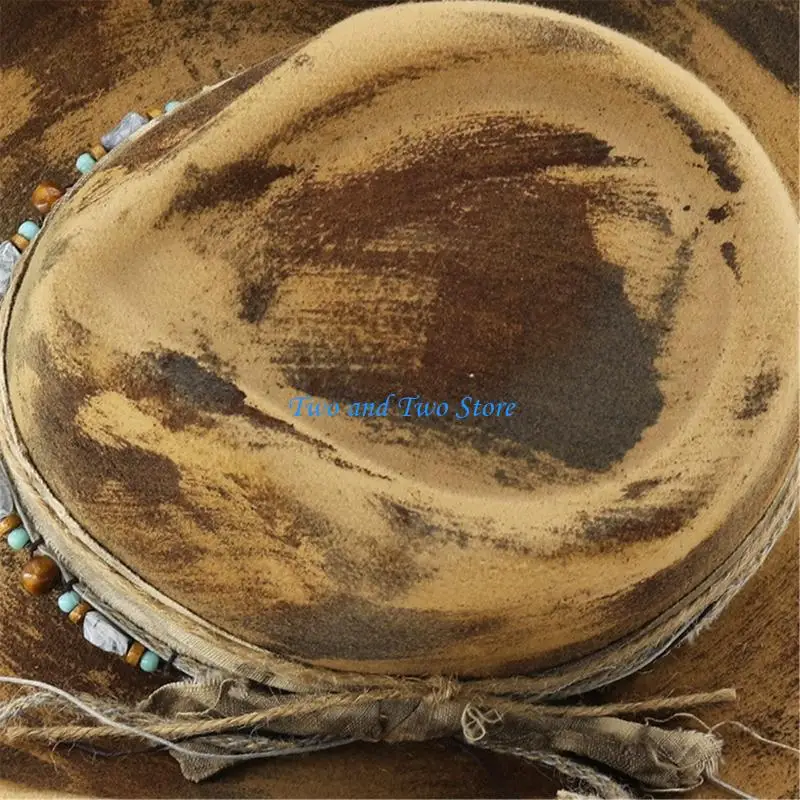 Hx6f قبعات رعاة البقر الأنيقة ديكور القماش المتنفس المريح مريح ملحق مهرجان في الهواء الطلق ملحق في الهواء الطلق #5