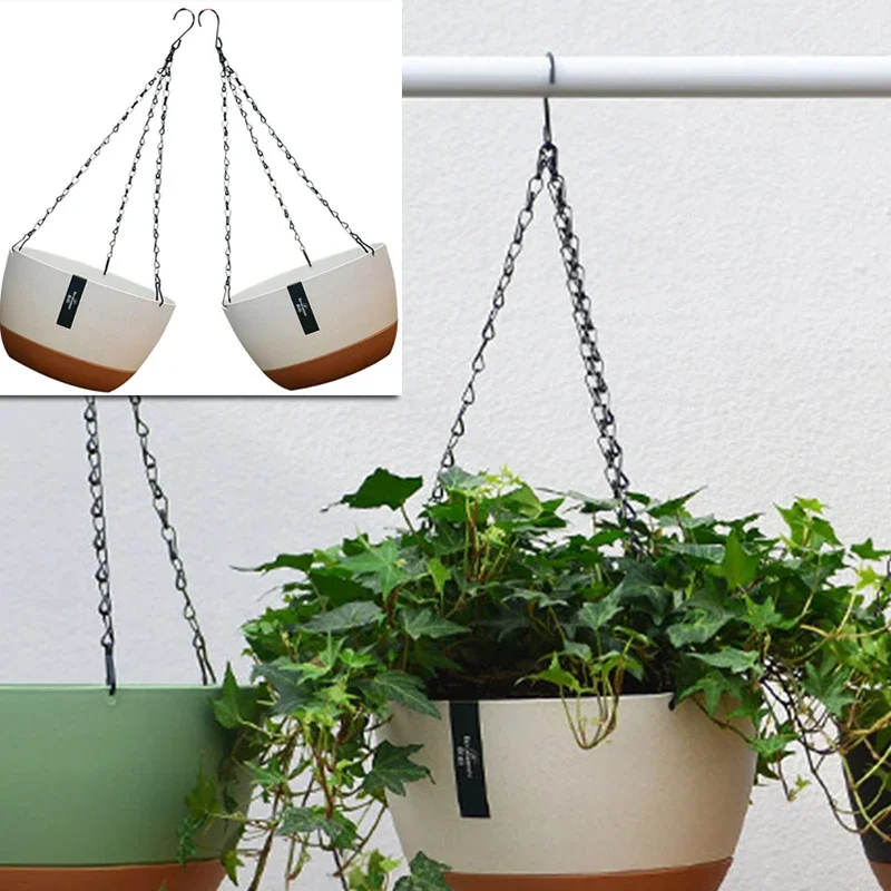 Nice 2Sets Various Hanging Basket Flower Pot Hanger Indoor Metal For Outdoor Plants Plant Pots Indoor Large Metal Planter For Ou