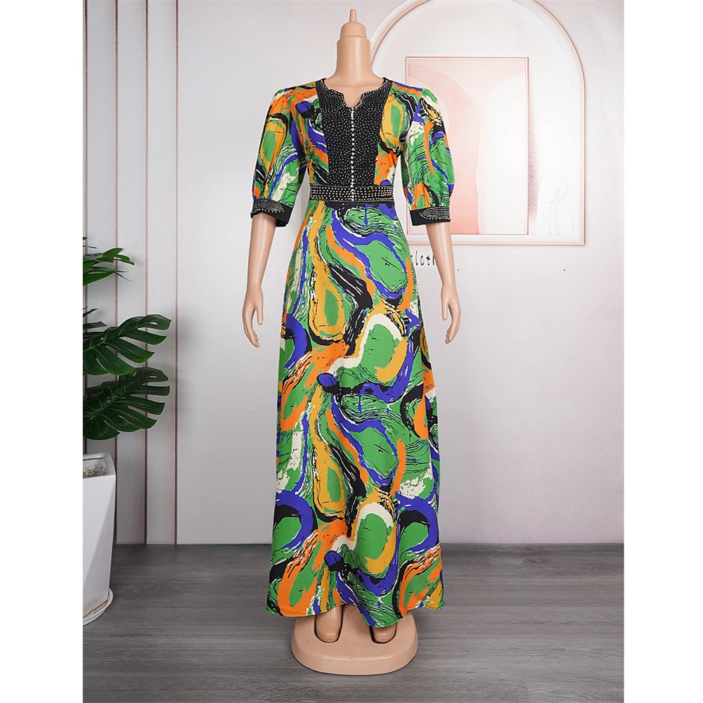 

Plus Size African Party Long Dresses for Women 2024 New Dashiki Ankara Print Evening Gowns Turkey Outfits Robe Africa Clothing