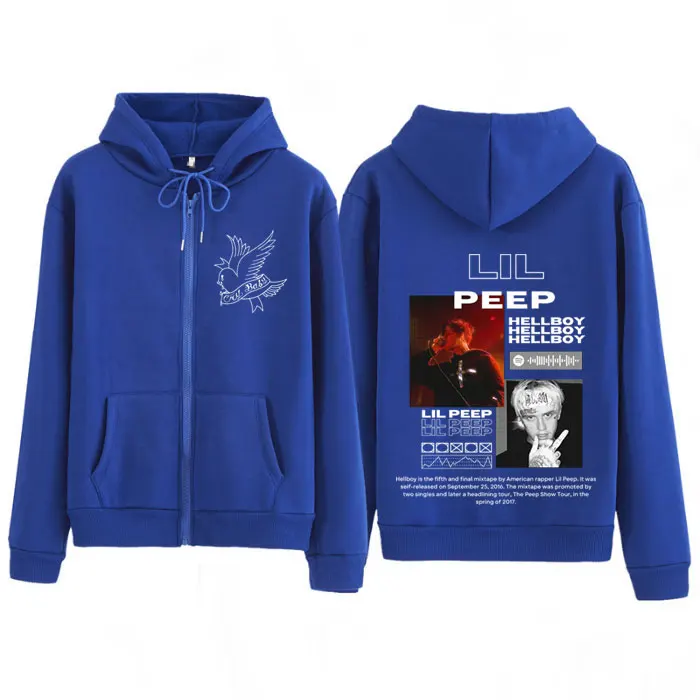 Felpe con cappuccio Rapper Lil Peep Hellboy Crybaby Felpe con cerniera Uomo Donna Moda Hip Hop Zip Up Cappotto con cappuccio punk gotico oversize