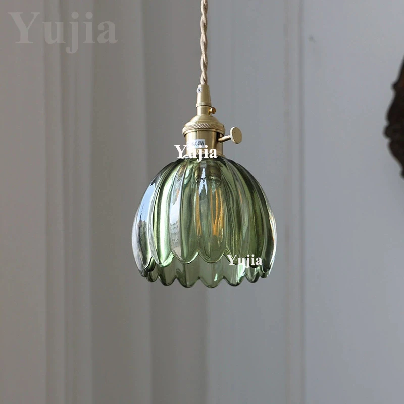 Multi-Style Nordic Pendant Lamp Green Glass Ceiling Lighting Kitchen Island Hand Brass Hanging Light Fixtures for Dining Room