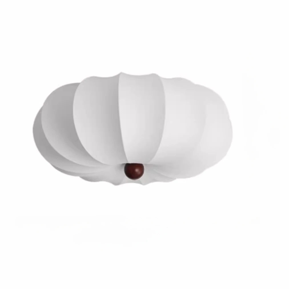 Retro stoffen slaapkamerplafondlamp Vintage zijden restaurantplafondlamp Eetkamer crèmekleurige windlamp Huisdecoratie