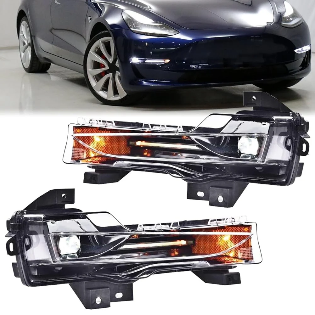 السيارات 1 زوج من أضواء الضباب الأمامية النهار تشغيل أضواء أضواء الضباب ل تسلا نموذج Y 3 1077391-00-E 1077392-00-E #3