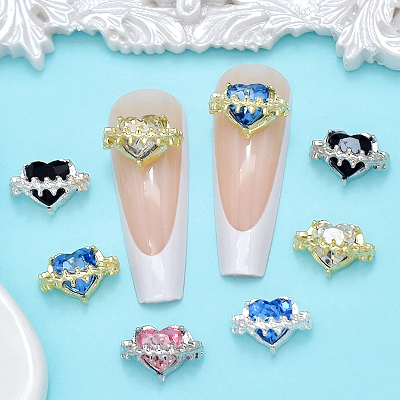 

10PCS 3D Metal Radio Wave Love Heart Nail Art Rhinestone Charms Accessories Parts For Manicure Decor Nails Decoration Supplies