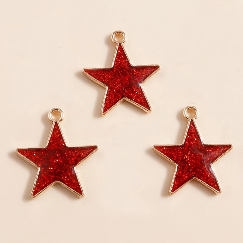 Leslie 10pcs/lot 16x18mm Enamel Black Five-pointed Stars Charms for DIY Earrings Necklaces Pendants Jewelry Making Accessories – Detail 22