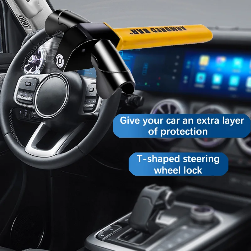 Car Steering Wheel Lock Universal Fit Maximum Security Steering Anti-Theft T-Bar Steering Wheel Immobiliser