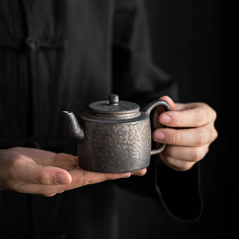 الرجعية مذهب الصدأ المزجج السيراميك الشاي وعاء اليدوية مكافحة تحرق الشاي صانع غطاء وعاء وعاء غلاية صغيرة مع فلتر الكونغ فو الشاي مجموعة هدية #2