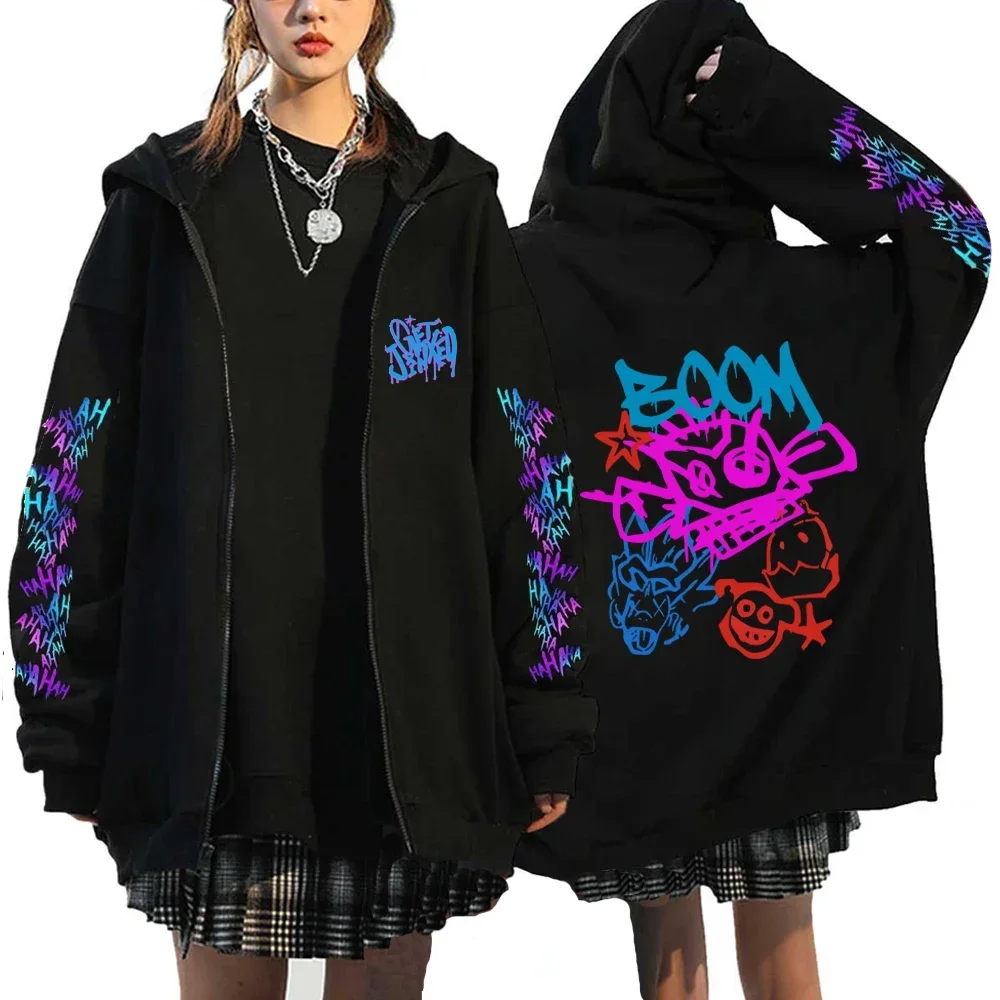 Arcane-Jinx Felpa con cappuccio con cerniera Scimmia Graffiti Giacca con zip Uomo Donna Amante del gioco Felpe popolari HipHop Streetwear Pullover Regalo