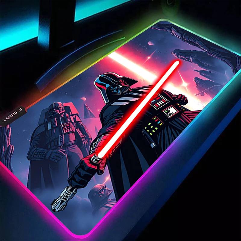 

LED Mouse Pad Star Wars 90x40cm Gaming Backlight Accessories RGB Mousepad Lock Edge Gamer PC Completo Computer Keyboard Desk Mat