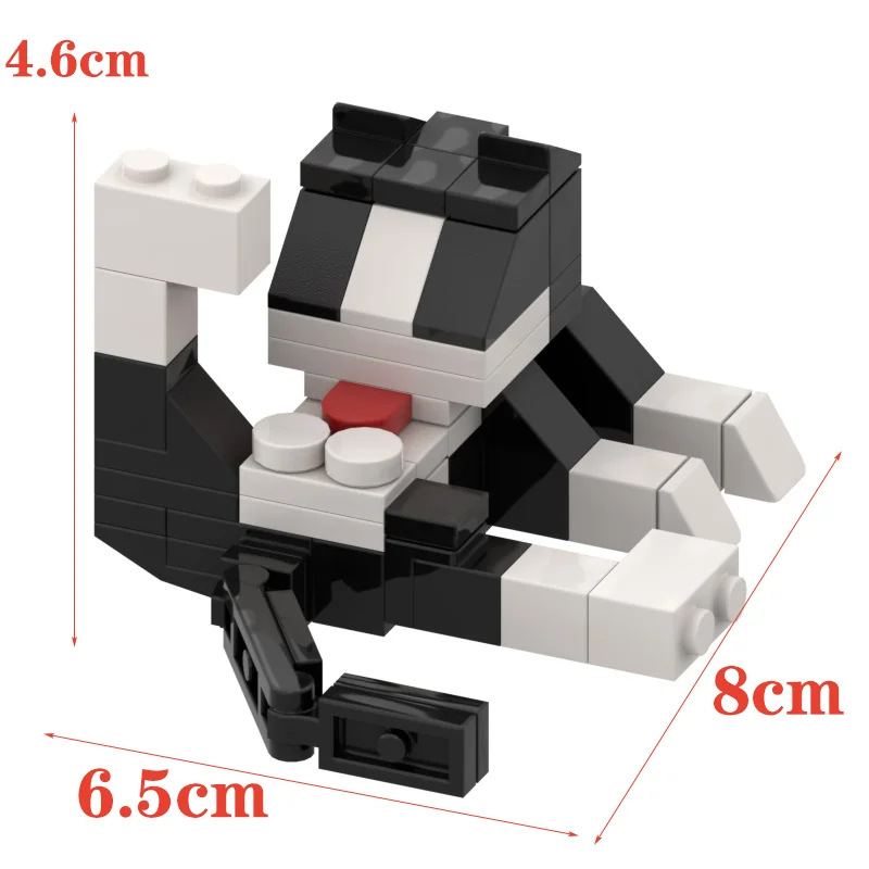 Bloco de construção moc montagem vaca gato modelo educacional diy presente bonito ornamento série animal (pacote peças/diagrama eletrônico