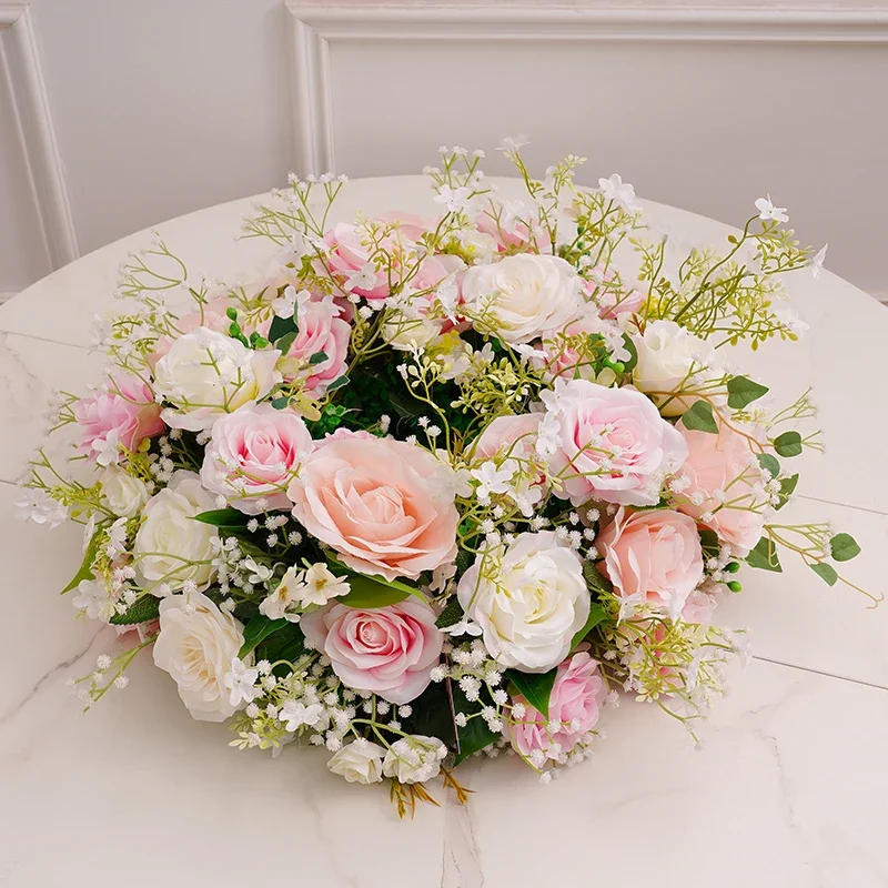 

Artificial Green Leafy Roses Wedding Centerpiece Candlestick Wreaths Christmas Floral Arrangements Decorative Supplies