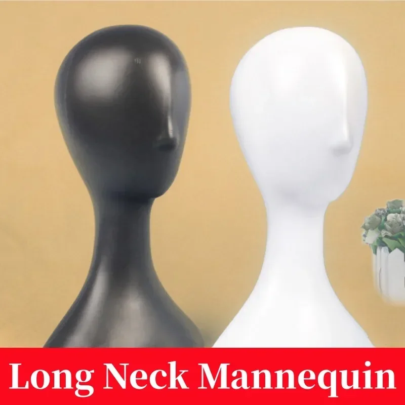 

Plastic Long Neck Mannequin Plus Size Human Head Hair Wig Rack Black and White Hat Display Stand Adult Model Head Kit Hair Tool