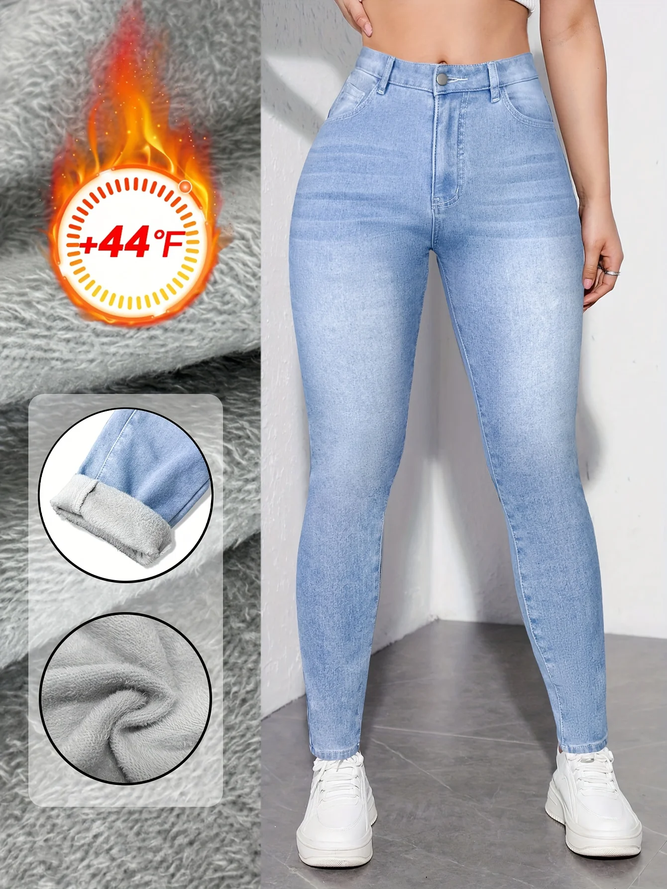 

Простые утолщенные бархатные потертые джинсы скинни с кошачьими усами, женские эластичные облегающие брюки с высокой талией, теплые брюки-карандаш для кампуса