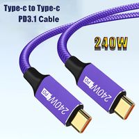 Purple 48V 5A USB-C Fast Charging Cable Male to Male EMAKER Chip Type-C Data Cord Laptop Tablet PD 240W Line