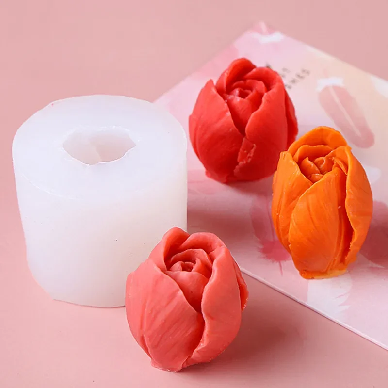 3D Tulip DIY Flower Soap Silicone Mold Candle Mold Handmade Chocolate Cake Mold Silicone Mold Soap Forms Soap Making Supplies