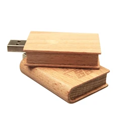 Wooden Book Pendrive Usb Flash Drive 2.0 Pen Drive 4GB 8GB 16GB 32GB U Disk Custom Logo Flashdrive Memory Stick Gift Wedding