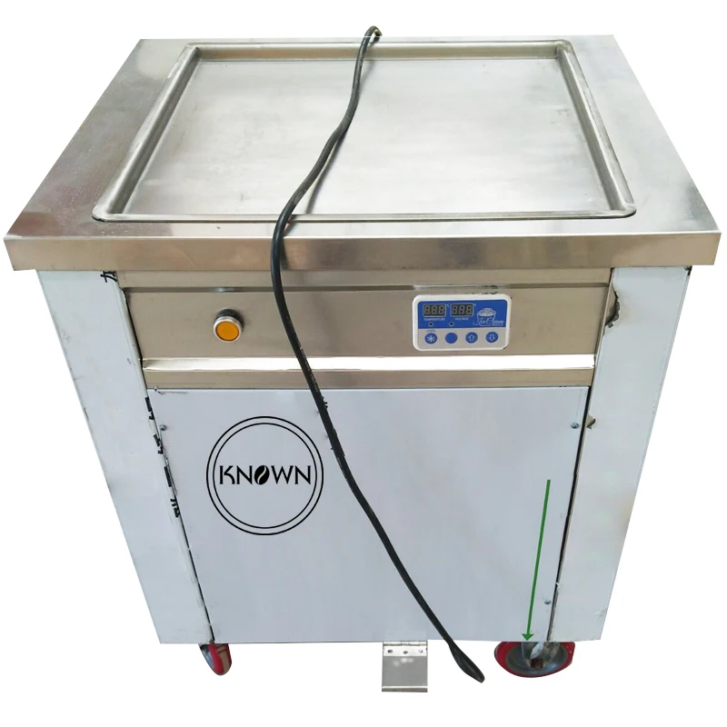 Electric Fried Ice Cream Roll Making Machine Stainless Steel Square Pan Thailand Frying Fruit Yogurt Ice Cream Machine