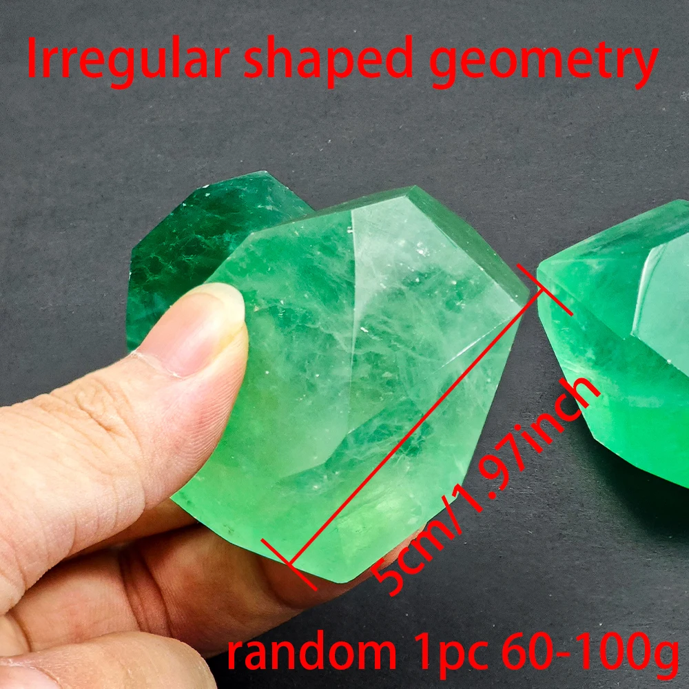 Natural Green Fluorite Geometric Crystal Original Stone Burnishing Shaped Polyhedral Green Fluorite Landscape Stone Home Decor