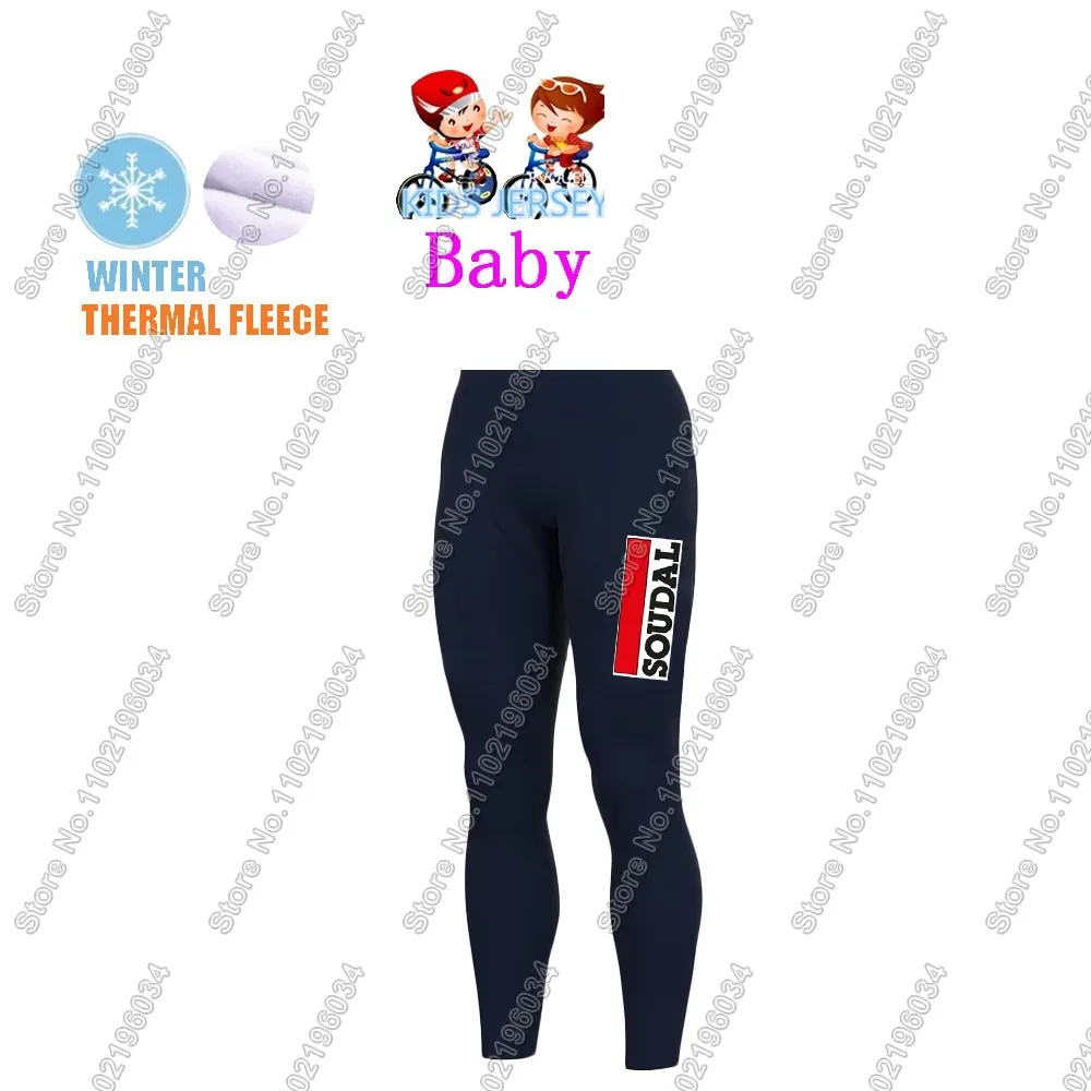 Kids Soudal Quick Step 2024 Cycling Jersey Winter Set World Champion Boys Girl Cycling Clothing Bike Thermal Jacket Suit Maillot